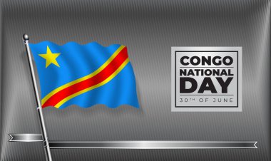 Bayrak Kongo Ulusal Günü, Vektör Şablon Tasarımı Banner