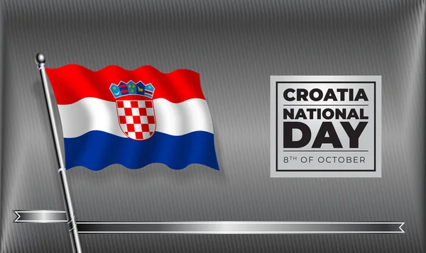 Bandeira Dia Nacional Croácia Banner Vector Template Design — Vetor de Stock