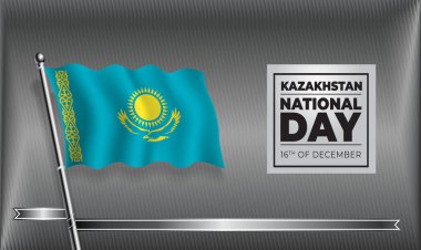 Kazakistan Bayrak Ulusal Günü, Vektör Şablon Tasarımı Banner