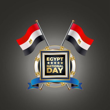 Gümüş Çember üzerinde garadasi renk arkaplanlı küçük ulusal EGYPT bayrağı