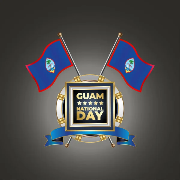 Gümüş Çember üzerinde garadasi renk arkaplanlı küçük Guam Ulusal Bayrağı