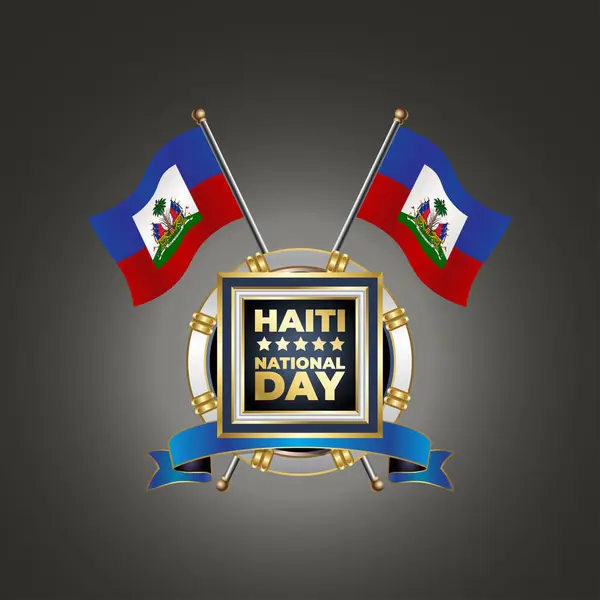 Gümüş Çemberde Haiti 'nin küçük ulusal bayrağı garadasi renk arkaplanlı