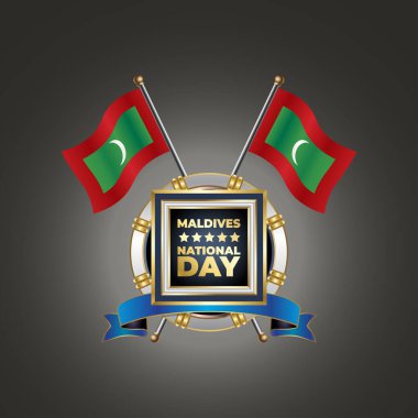 Gümüş Çember üzerinde garadasi renk arkaplanlı küçük Maldivler bayrağı