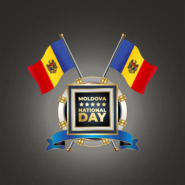 Gümüş Çember üzerinde garadasi renk arkaplanlı küçük Moldova Ulusal Bayrağı