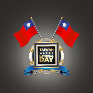Gümüş Çember üzerinde garadasi renk arkaplanlı küçük Tayvan bayrağı