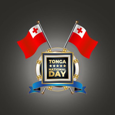 Gümüş Çember üzerinde garadasi renk arkaplanlı küçük Tonga bayrağı