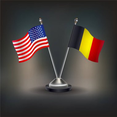 ABD ve Belçika bayrak ilişkileri, masaya geçin. Vektör İllüstrasyonu