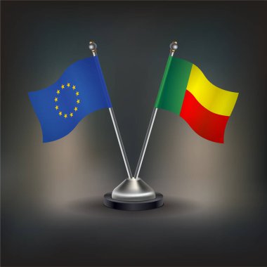Avrupa Birliği ve Benin bayrak ilişkileri, masaya geçin. Vektör İllüstrasyonu