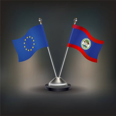 Avrupa Birliği ve Belize Bayrak İlişkileri, masaya geçin. Vektör İllüstrasyonu