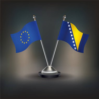 Avrupa Birliği ve Bosna-Hersek bayrak ilişkileri, masaya. Vektör İllüstrasyonu
