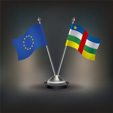 Avrupa Birliği ve Orta Afrika Cumhuriyeti bayrak ilişkileri masaya yatsın. Vektör İllüstrasyonu