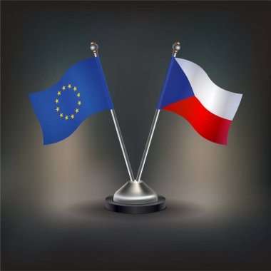 Avrupa Birliği ve Çek Cumhuriyeti bayrak ilişkileri masaya yatsın. Vektör İllüstrasyonu