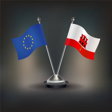 Avrupa Birliği ve Cebelitarık bayrağı, masaya geçin. Vektör İllüstrasyonu