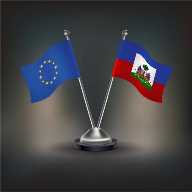 Avrupa Birliği ve Haiti bayrağı ilişkisi, masaya geçin. Vektör İllüstrasyonu