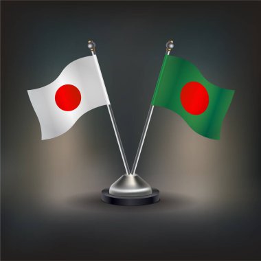 Japonya ve Bangladeş bayrak ilişkileri, masaya geçin. Vektör İllüstrasyonu