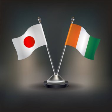 Japonya ve Cote D 'Ivoire bayrak ilişkileri, masada kalın. Vektör İllüstrasyonu