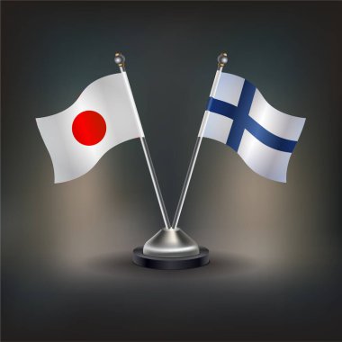 Japonya ve Finlandiya 'da ilişki bayrağı, masaya geçin. Vektör İllüstrasyonu