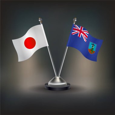 Japonya ve Montserrat bayrağı, masanın üzerinde durun. Vektör İllüstrasyonu