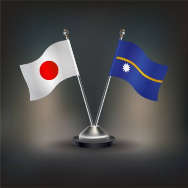 Japonya ve Nauru bayrağı, masanın üzerinde durun. Vektör İllüstrasyonu