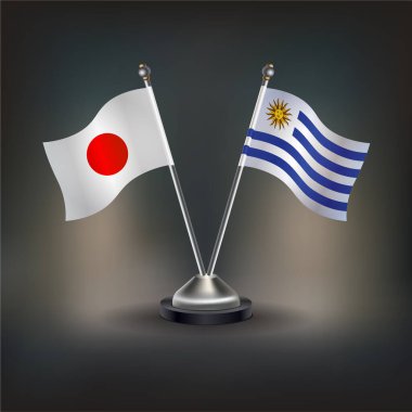 Japonya ve Uruguay bayrak ilişkileri, masaya geçin. Vektör İllüstrasyonu