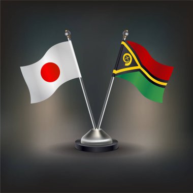 Japonya ve Vanuatu bayrak ilişkileri, masada durun. Vektör İllüstrasyonu