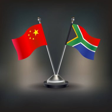 Çin ve Güney Afrika bayrağı, masaya geçin. Vektör İllüstrasyonu