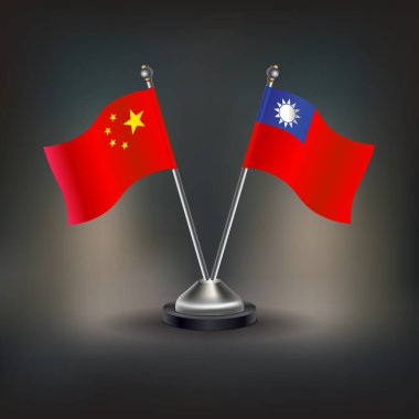 Çin ve Tayvan bayrak ilişkileri, masaya geçin. Vektör İllüstrasyonu