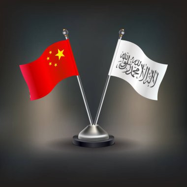 Çin ve Afganistan bayrağı, masaya geçin. Vektör İllüstrasyonu