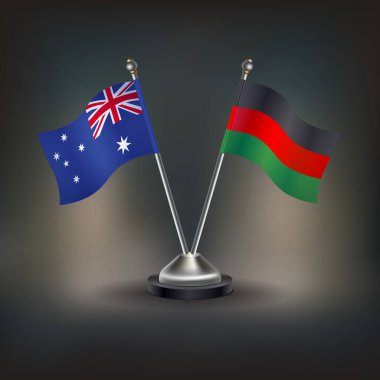 Avustralya ve Afro-Amerikan bayrağı masada duruyor. Vektör İllüstrasyonu