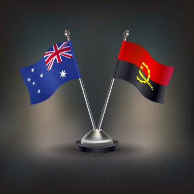 Avustralya ve Angola bayrağı, masanın üzerinde durun. Vektör İllüstrasyonu