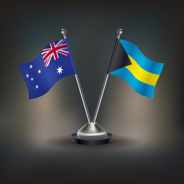 Avustralya ve Bahamalar bayrak ilişkileri, masanın üzerinde durun. Vektör İllüstrasyonu