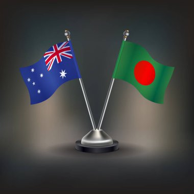 Avustralya ve Bangladeş bayrak ilişkileri, masada durun. Vektör İllüstrasyonu