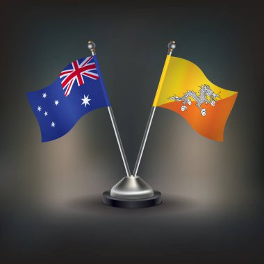Avustralya ve Bhutan bayrağı, masanın üzerinde durun. Vektör İllüstrasyonu