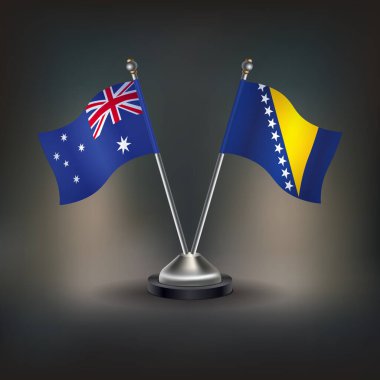 Avustralya ve Bosna-Hersek bayrağı masada duruyor. Vektör İllüstrasyonu