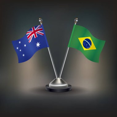 Avustralya ve Brezilya bayrak ilişkileri, masanın üzerinde durun. Vektör İllüstrasyonu