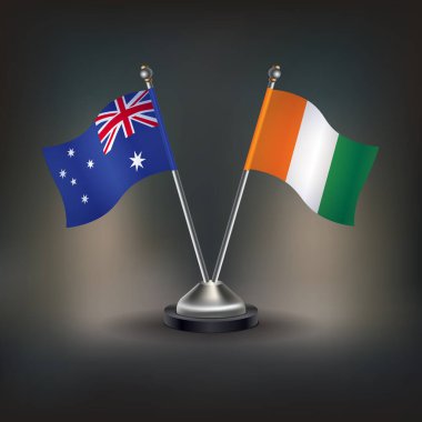 Avustralya ve Cote D 'Ivoire bayrak ilişkileri, masanın üzerinde. Vektör İllüstrasyonu
