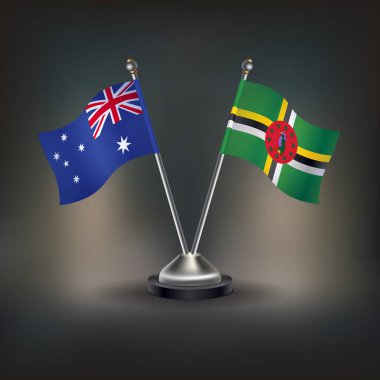 Avustralya ve Dominica bayrak ilişkileri, masanın üzerinde durun. Vektör İllüstrasyonu