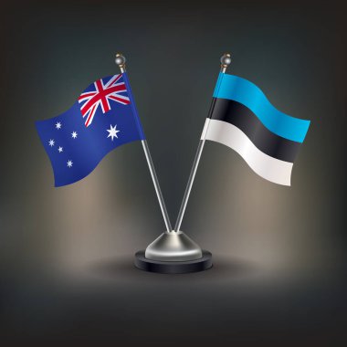 Avustralya ve Estonya bayrağı. Masada durun. Vektör İllüstrasyonu