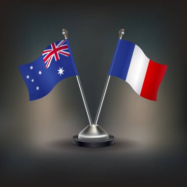 Avustralya ve Fransa bayrağı. Masada durun. Vektör İllüstrasyonu