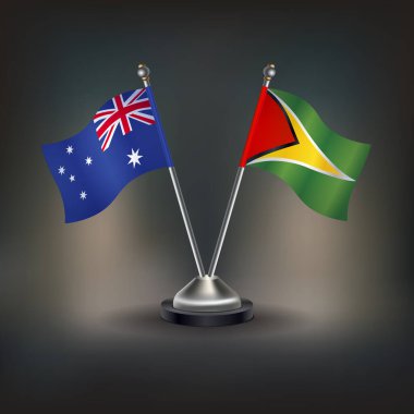 Avustralya ve Gunaya bayrak ilişkileri, masanın üzerinde durun. Vektör İllüstrasyonu