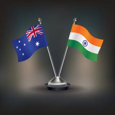 Avustralya ve Hindistan bayrağı, masanın üzerinde durun. Vektör İllüstrasyonu