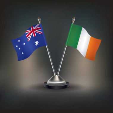 Avustralya ve İrlanda bayrağı. Masada durun. Vektör İllüstrasyonu