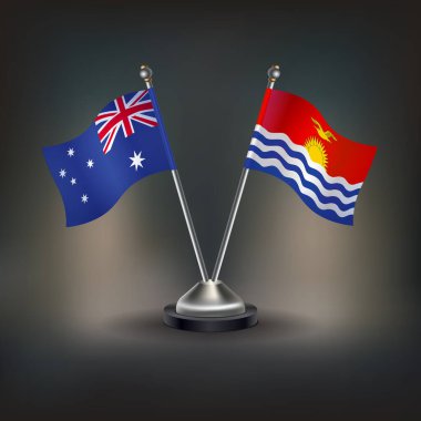 Avustralya ve Kiribati bayrak ilişkileri, masada durun. Vektör İllüstrasyonu