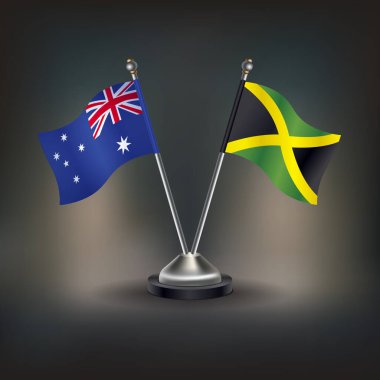 Avustralya ve Jamaika bayrak ilişkileri, masanın üzerinde durun. Vektör İllüstrasyonu