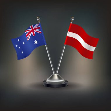 Avustralya ve Letonya bayrak ilişkileri, masanın üzerinde durun. Vektör İllüstrasyonu