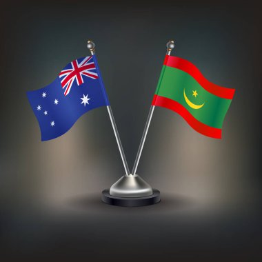 Avustralya ve Moritanya bayrak ilişkileri, masada durun. Vektör İllüstrasyonu