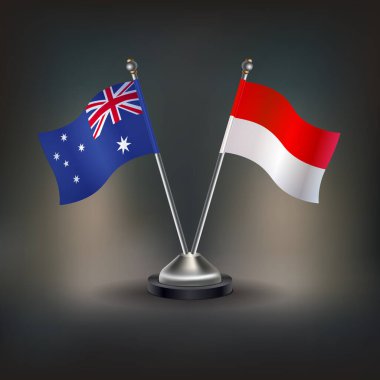 Avustralya ve Monako bayrak ilişkileri, masanın üzerinde durun. Vektör İllüstrasyonu