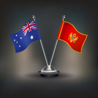 Avustralya ve Karadağ bayrağı masada duruyor. Vektör İllüstrasyonu