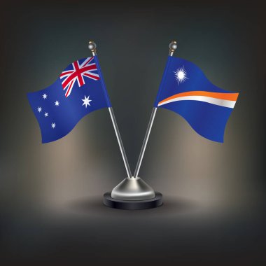 Avustralya ve Marshall Adaları bayrak ilişkileri, masanın üzerinde durun. Vektör İllüstrasyonu