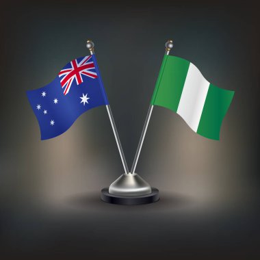 Avustralya ve Nijerya bayrağı, masanın üzerinde durun. Vektör İllüstrasyonu
